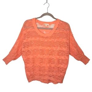 Pandemonium Coral Pink Open Knit Dolman Sleeved Sweater Oversized Size XS
